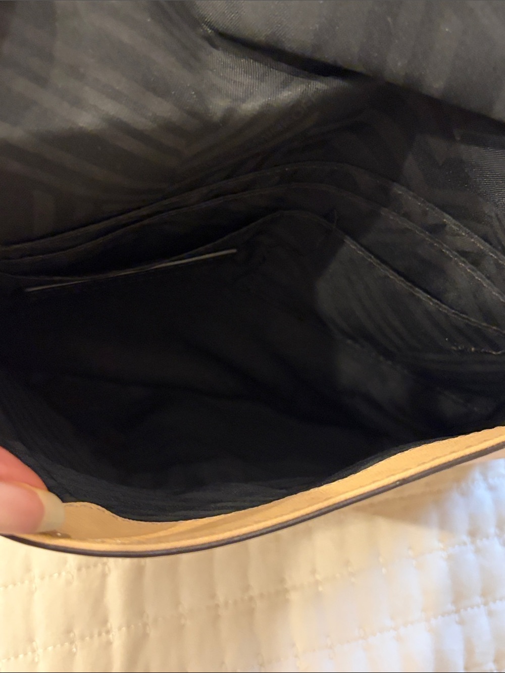 Rebecca Minkoff Leo Envelope Clutch Bag In Tan Leather Zipper Detailing - Picture 5 of 9